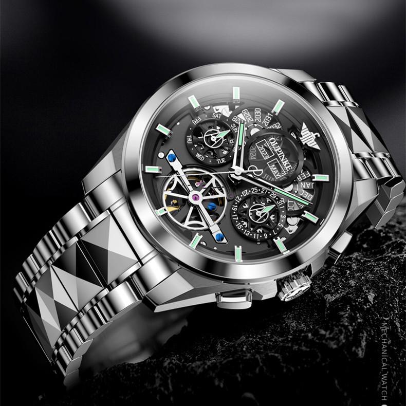 OUPINKE Мужские часы полностью автоматические механические часы с полым механизмом мужские часы высокого класса