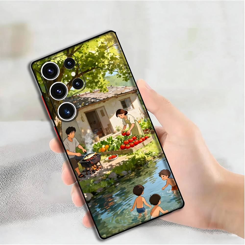 Cute Leisurely Children Phone Silicone Case for Samsung S24 22 20 23 21 20 Ultra Plus Lite 5G Print Cover