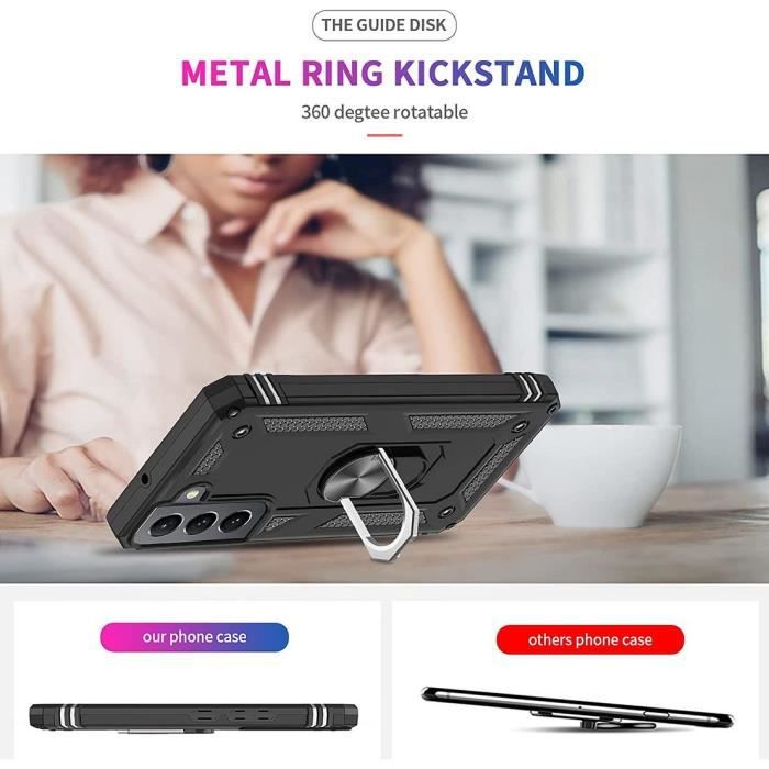 Protective Case - BOOLING - for Samsung Galaxy S22 Plus - Metal Support Ring - Metal Plate - Soft Silicone