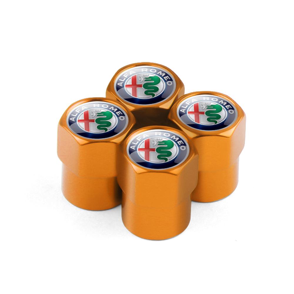 ZHA3 Car Wheel Tire Valve Caps Tyre Stem Caps Bolt-In For Alfa Romeo Giulia Stelvio Quadrifoglio Giulietta 156 159 147 Mito Tonale GT