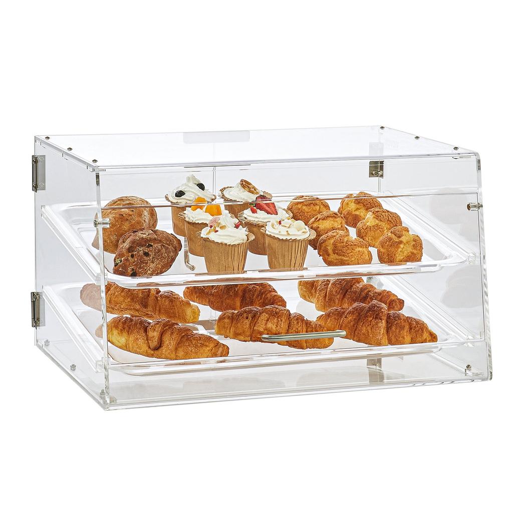 VEVOR Pastry Display Case, 2-Tier Commercial Countertop Bakery Display Case, Acrylic Display Box with Rear Door Access & Removable Shelves