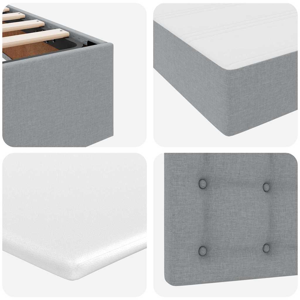Storage Bed with Mattress Light Grey 200 x 200 cm Polyester