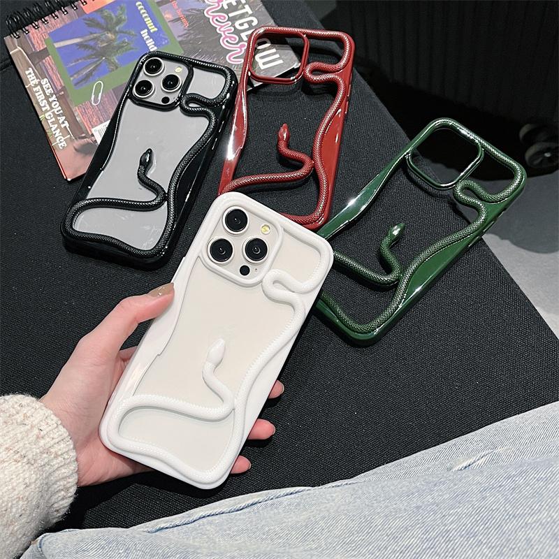Покрытие 3D змеиной формы модный полый чехол для iPhone 16 Pro Max 15 Pro 14 Plus 13 12 11 противоударный мягкий силиконовый чехол для телефона