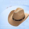 Пояс из ПУ кожи Шляпа ковбоя в западном стиле Шляпа от солнца из соломы с широкими полями Шляпа джентльмена Шляпа ковбойки Альпинизм