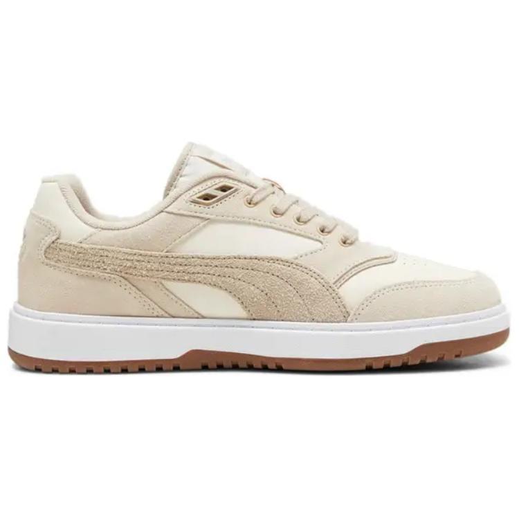 PUMA Doublecourt Leather Slip Resistant Cushioning Abrasion Resistant Low top Skateboard Shoes Unisex Light Yellow 393283-08