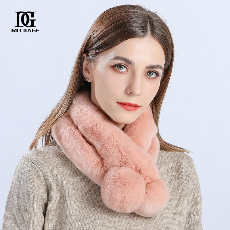 Scarf Women's Winter New Korean Fashion Versatile Thickened Cute Girl Rex Rabbit Hair Handmade Fur Neck