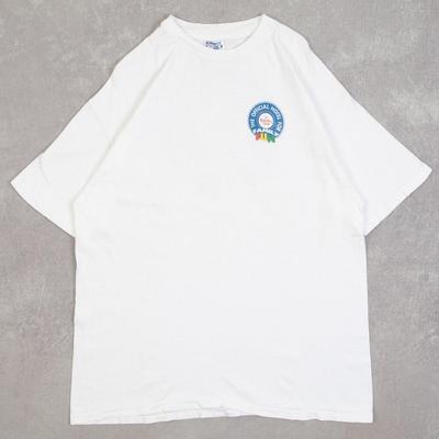 Hanes Винтажная футболка Family Fun с одинарным швом X-Large Мужская 1990-е Сделано в США Белый Задний принт