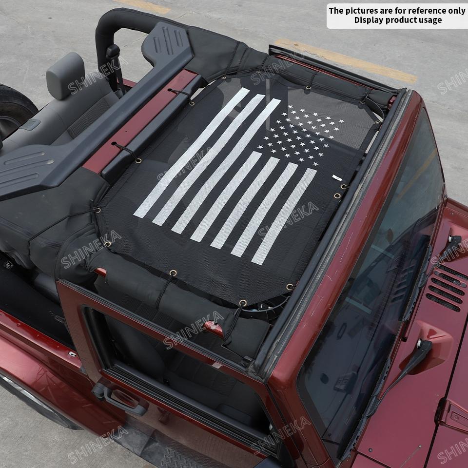SHINEKA Car Roof Top UV Proof Sunshade Mesh Heat Shield Protection Net for Jeep Wrangler JK 2007-2017 Exterior Accessories