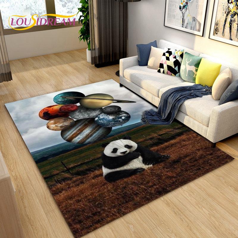 3D Cartoon Cute Panda Area Rug,Carpet Rug for Living Room Children's Room Decoration,Kid Play Crawl Soft Non-slip Floor Mat Gift