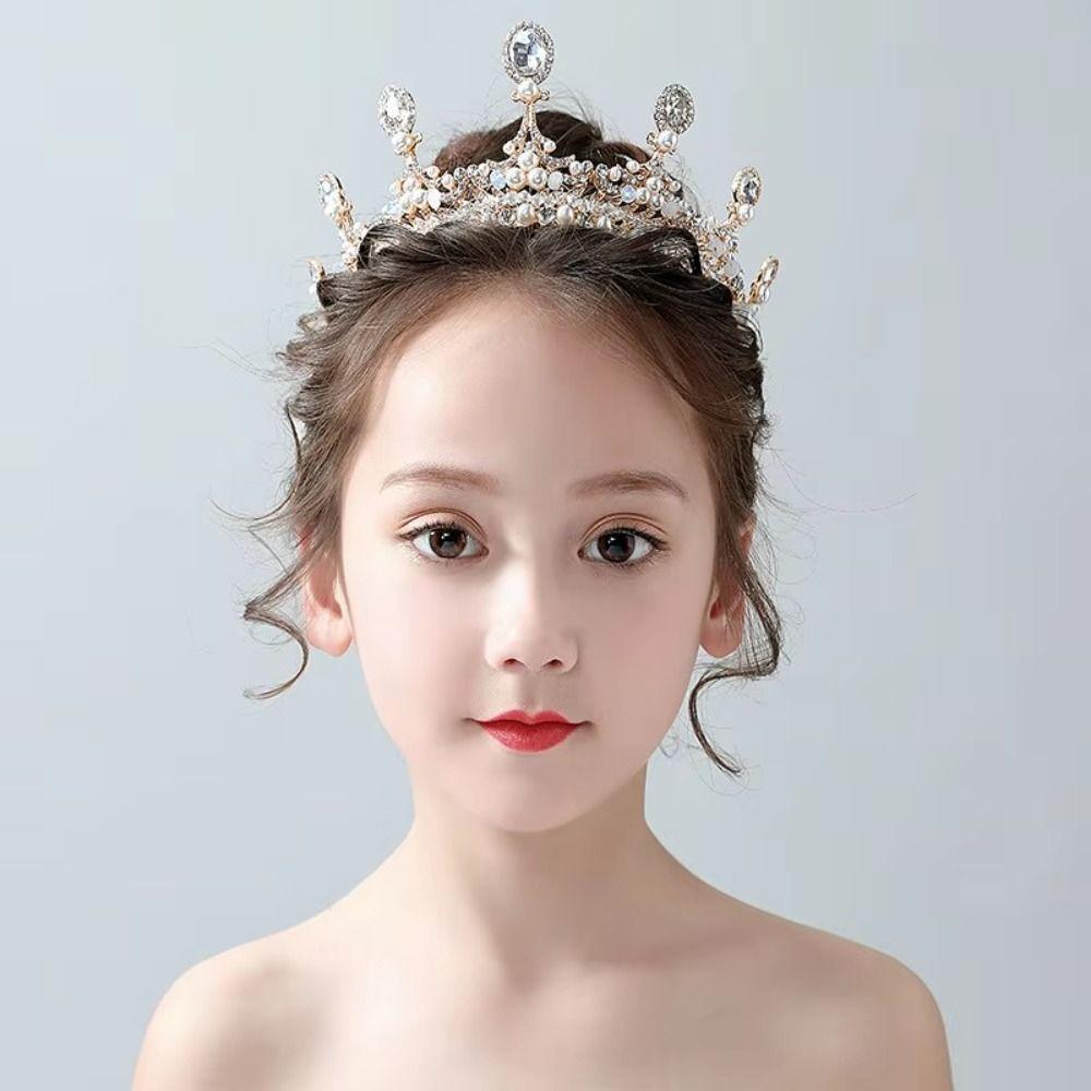 Handmade Craft Wedding Tiaras Pearl Rhinestone Bridal Crown Headwear Bridal Headbands Girl