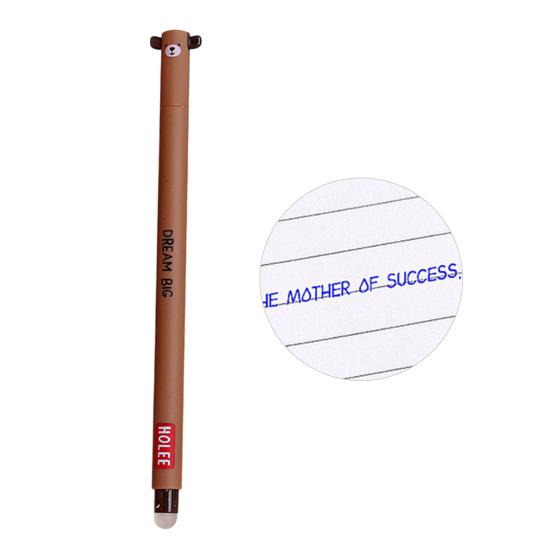 Стирающаяся ручка 0,7 мм с черными чернилами, с мягкой рукояткой, приятной для кожи, с милыми колпачками в виде животных, кнопочный механизм, перезаправляемые ручки, школьные принадлежности