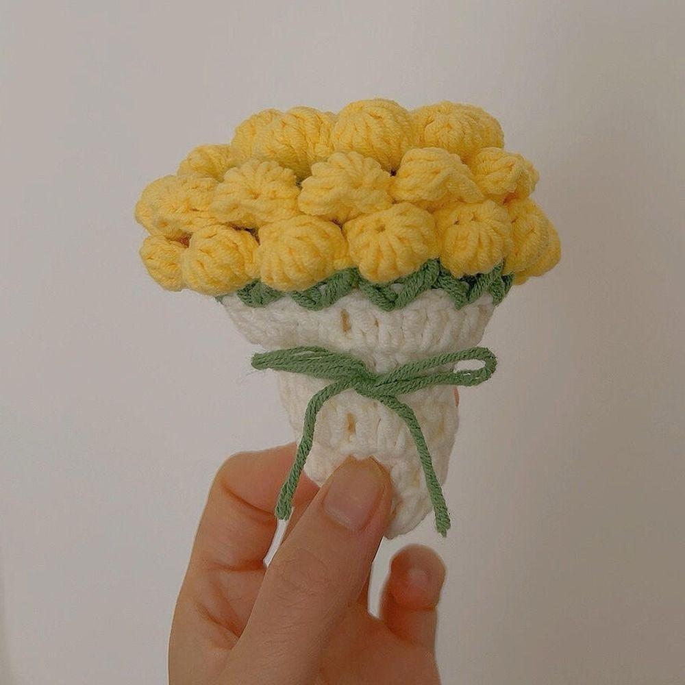 Hand-knitted Rose Bouquet Coasters Round Flower Platemat Home Dining Table Decor