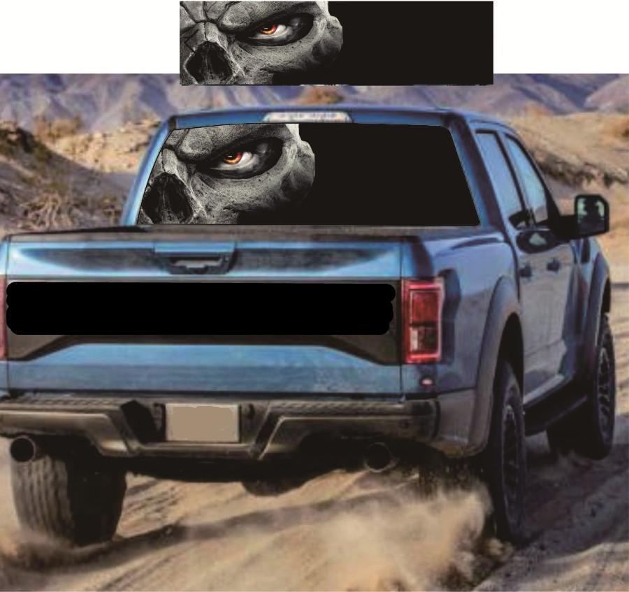 135 см x 36 см Перфорированный череп наклейка на заднее окно графическая наклейка для пикапа грузовика