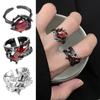 New Chic Adjustable Opening Crystal Glass Aesthetic Rings For Women Gothic Irregular Heart Party Finger Ring Creative Jewelry Gifts