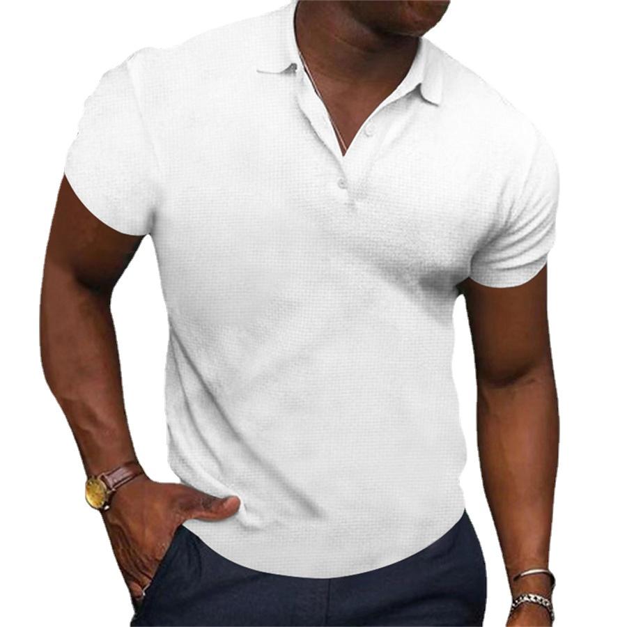 Мужская деловая верхняя одежда, летняя эластичная рубашка поло с короткими рукавами, мужская футболка Slim Fit