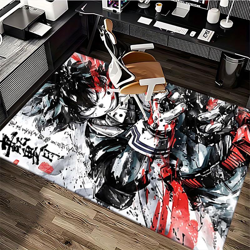 1 шт. Коврик для стула My Hero Academia Midoriya Izuku - Аниме Мультяшный Дизайн Настольный коврик для офиса, Нескользящий ковер для домашнего декора, Подходит для всех сезонов.O021