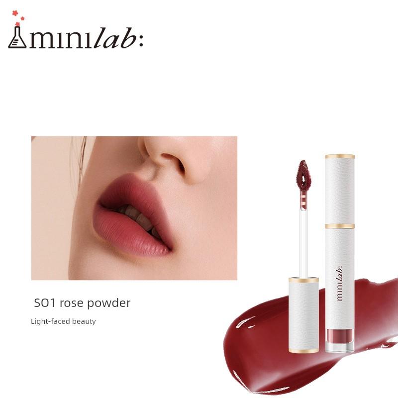 Minilab Color-Locking Light Satin Soft Mist Lip Glaze, Non-Fading, Non-Stick Cup Matte Velvet Lipstick, Genuine Product for Students