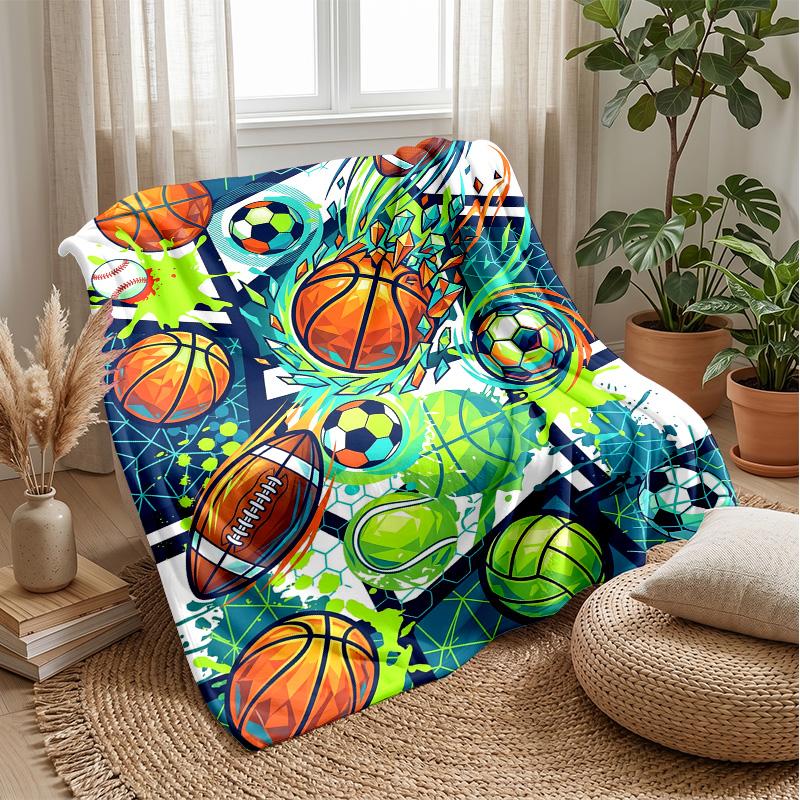 Sports Ball Explosion 3 Theme blanket Lightweight Warm Flannel Blanket Decorative Throw Blanket for Home Decoration