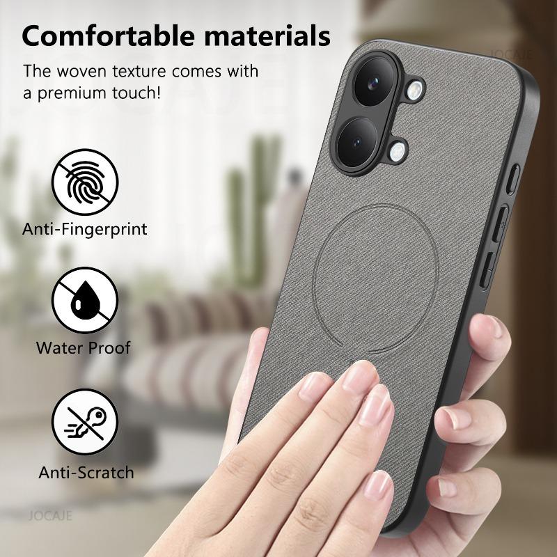 Роскошный кожаный чехол с текстурой ткани и магнитом для POCO X8 Pro Max X7 Pro F8 Ultra M8 Pro, противоударный, с защитой выступающей камеры
