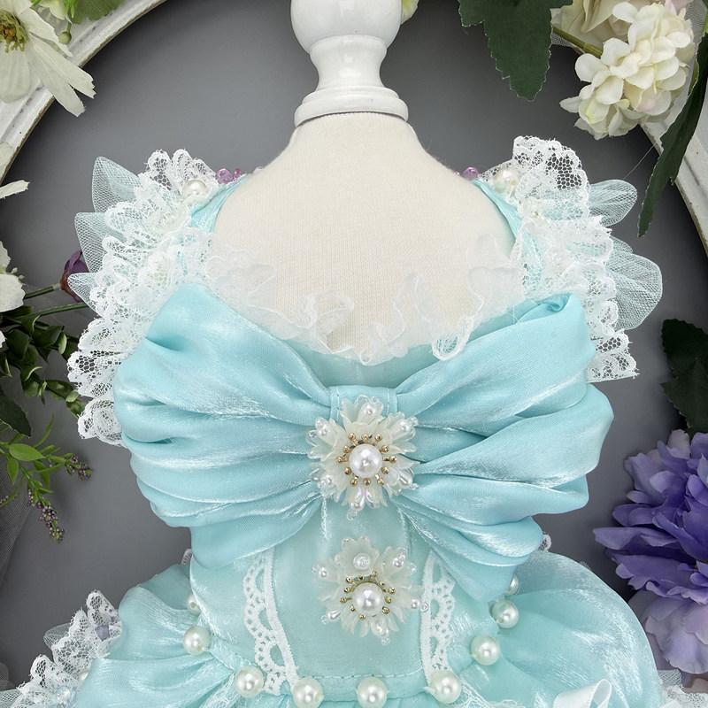 Pet Spring and Autumn Mesh Puff Skirt Dog Cat Princess Skirt Pearl Teddy Pet Tank Top Dog Clothes for Small Dogs Puppy Clothes
