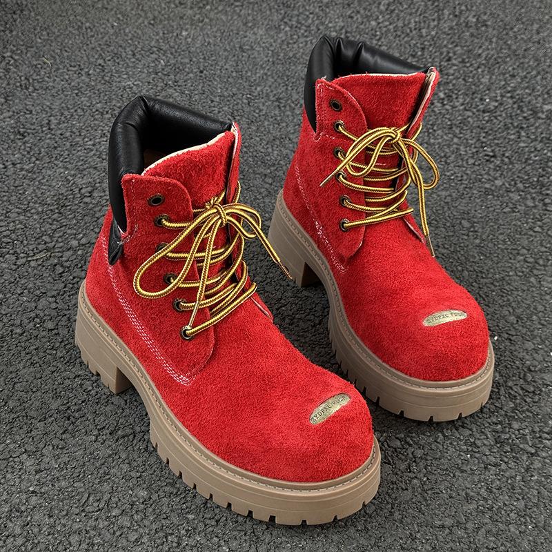 Мужские и женские резиновые ботинки, пара, на толстой подошве, увеличивающие рост, в британском стиле, повседневные, с большим носком, ботинки Мартина 43156-44156-J