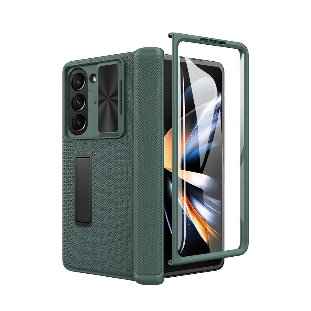 Применимо к чехлу для мобильного телефона Samsung zfold1, чехол с клетчатой петлей для складного экрана, встроенное окно-пленка, толкающая подставка, защитная крышка