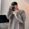Мужской полосатый свитер с круглым вырезом, осенне-зимний, новый модный пуловер, вязаный свитер, ретро, свободный, универсальная одежда