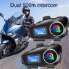 Мотоциклетный интерком-шлем, гарнитура BT5.3, 500 м, Intercomunicador, Moto, FM-радио, музыка, наушники с ЖК-дисплеем для 2 гонщиков, Q58-Max