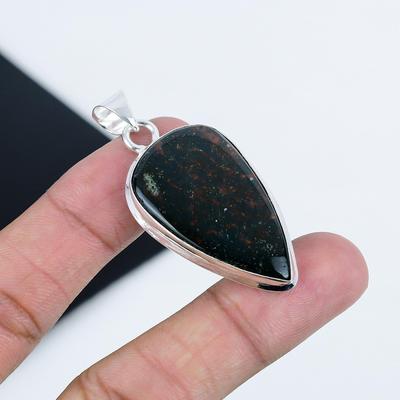 Серебряный кулон с натуральным кровавым камнем из стерлингового серебра 925 пробы — дизайн груши ручной работы, повседневная бижутерия, подарок на День благодарения