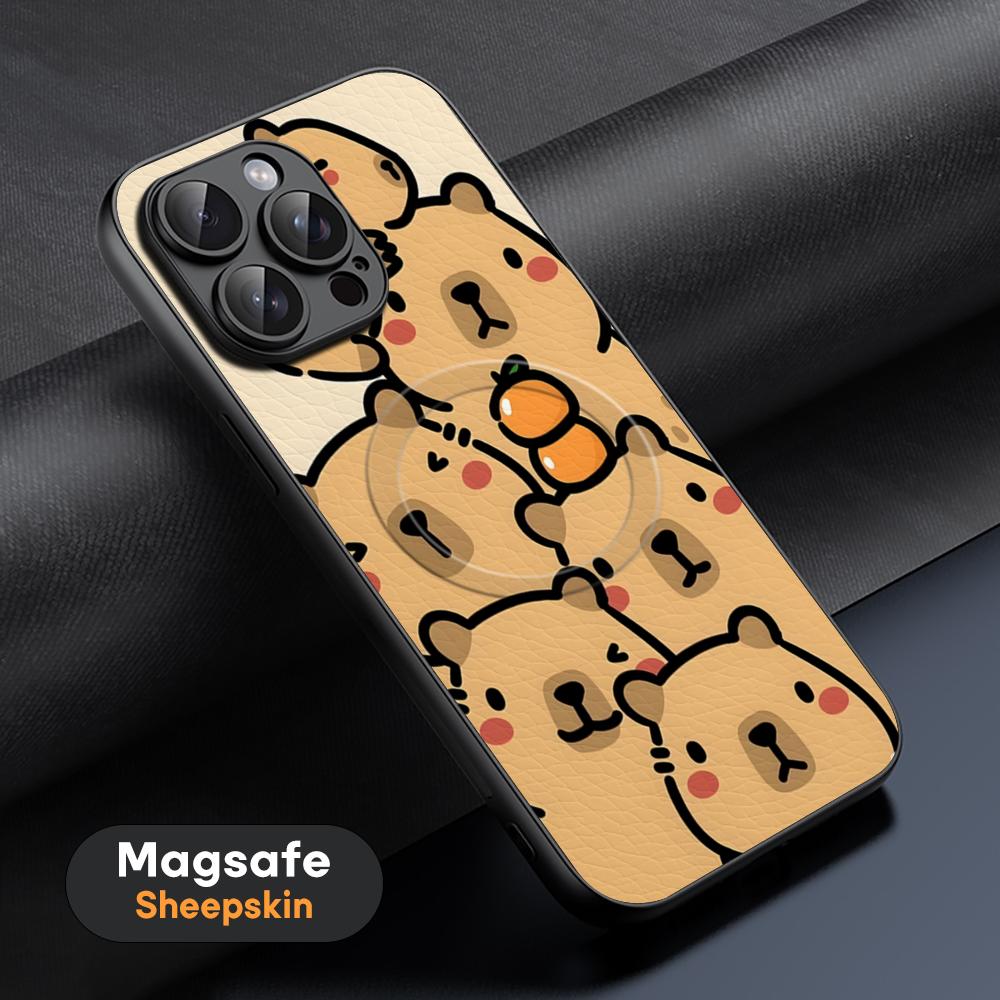 Capybara Popular design Phone Case For iPhone 17 16 15 14 13 12 11 Plus Pro Max  High-end Luxury Magsafe Sheepskin
