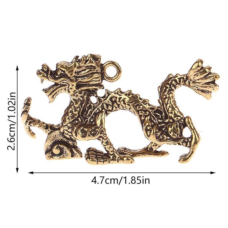 1Pc Solid Brass Zodiac Dragon Small Statue Desktop Ornament Feng Shui Decor