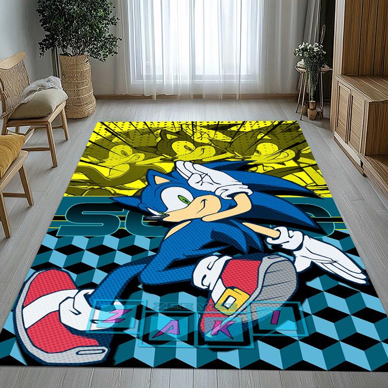 Retro S-Sonic Cartoon Games Living Room Non-Slip Area Rug Soft Carpet for Bedroom Kids Playroom Sofa,Home Decor Doormat Gift