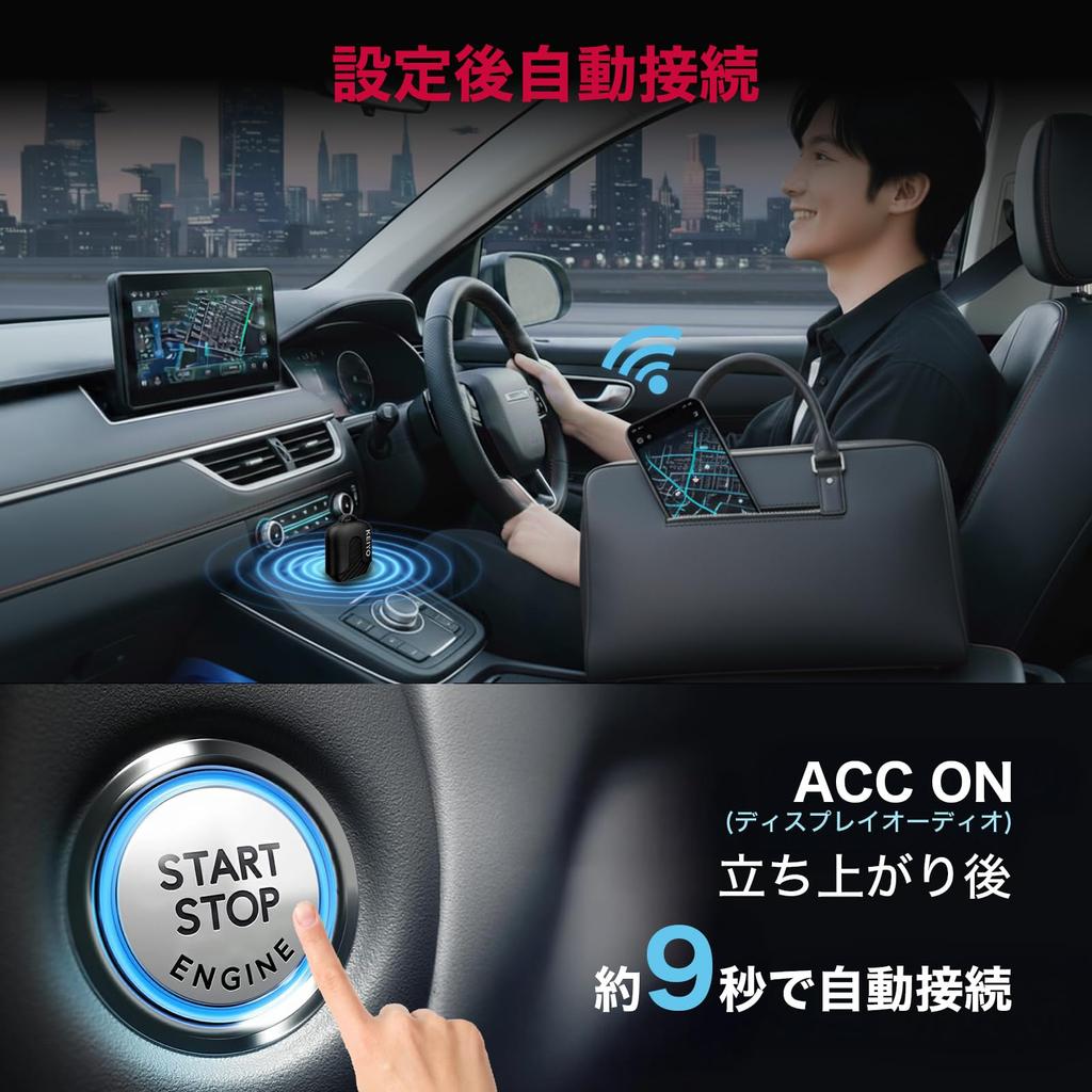Keiyo CarPlay Android Auto Беспроводной Bluetooth Автоматическая Музыка 5 ГГц Смартфон Профессиональное Японское Техническое Одобрение Приложение Беспроводной мини и Адаптер,