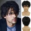 Synthetic Hair Short Wigs for Men Brown Color Male Korean Wigs with Bangs Cosplay Halloween Costume Party Wig Hairstyle