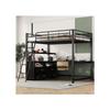 Lit mezzanine - MUVOE - 140x200cm - Bureau en L - Tiroirs pratiques - Métal noir