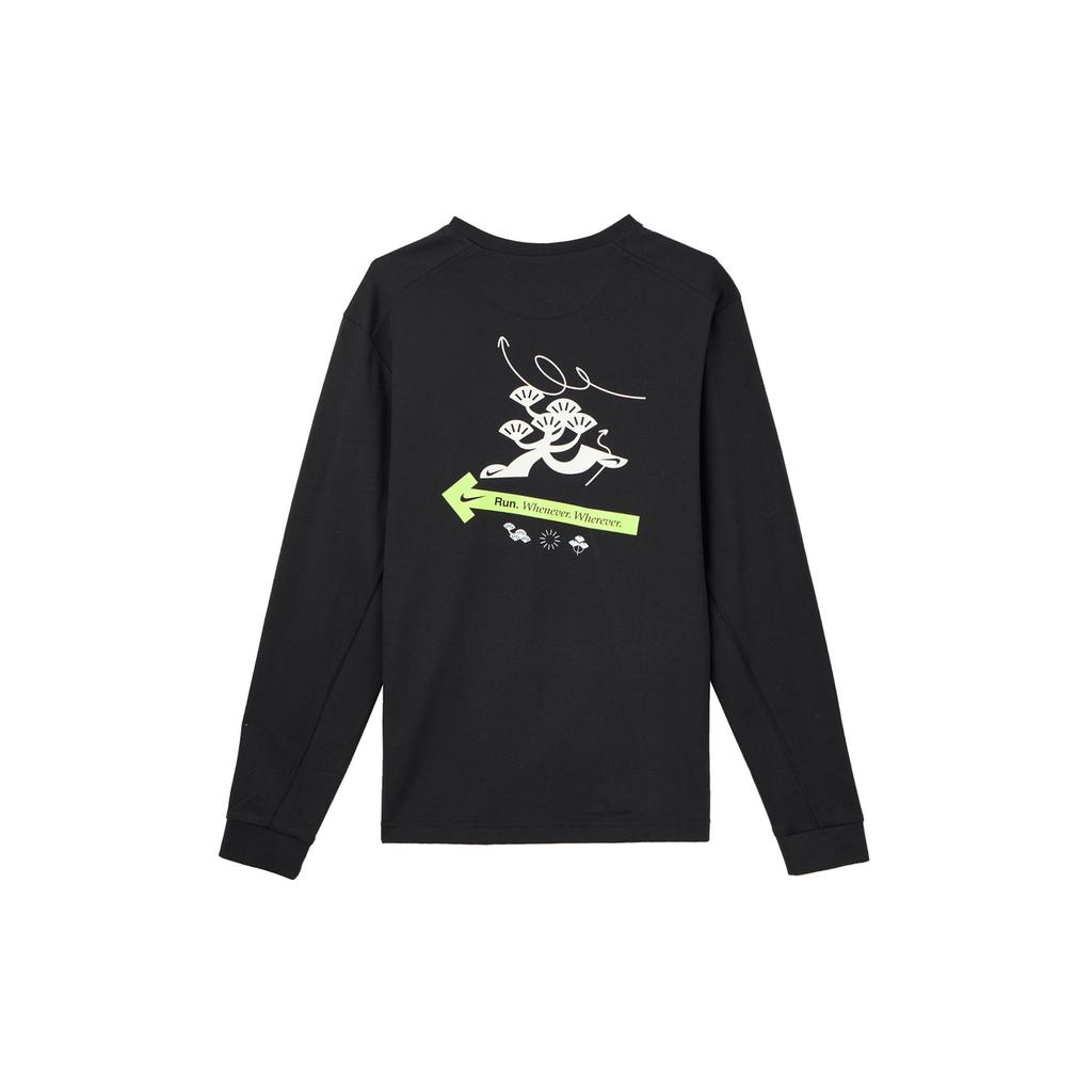 Nike Основная футболка с логотипом Dri-Fit, быстросохнущая, дышащая, с круглым вырезом, с длинным рукавом, мужская, топы, черная, HQ4736010