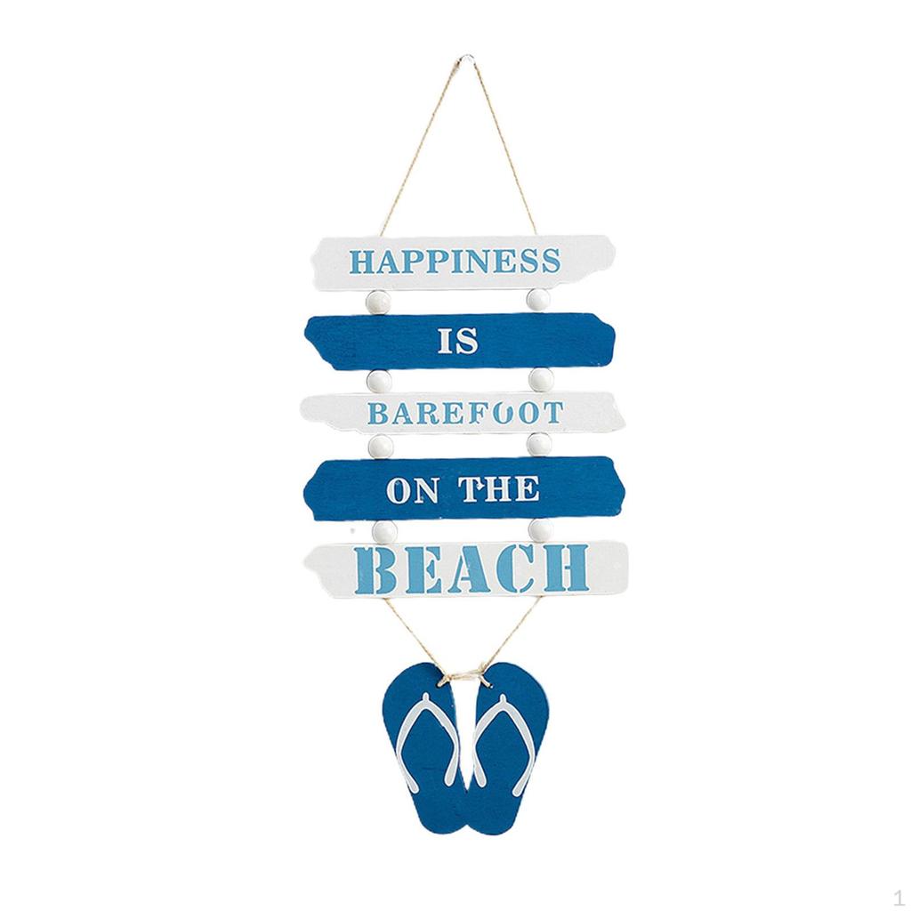 Beach Flop Wall Ornament, 19.5x47cm Wood Door Porch Hanging Decoration, Home Decor