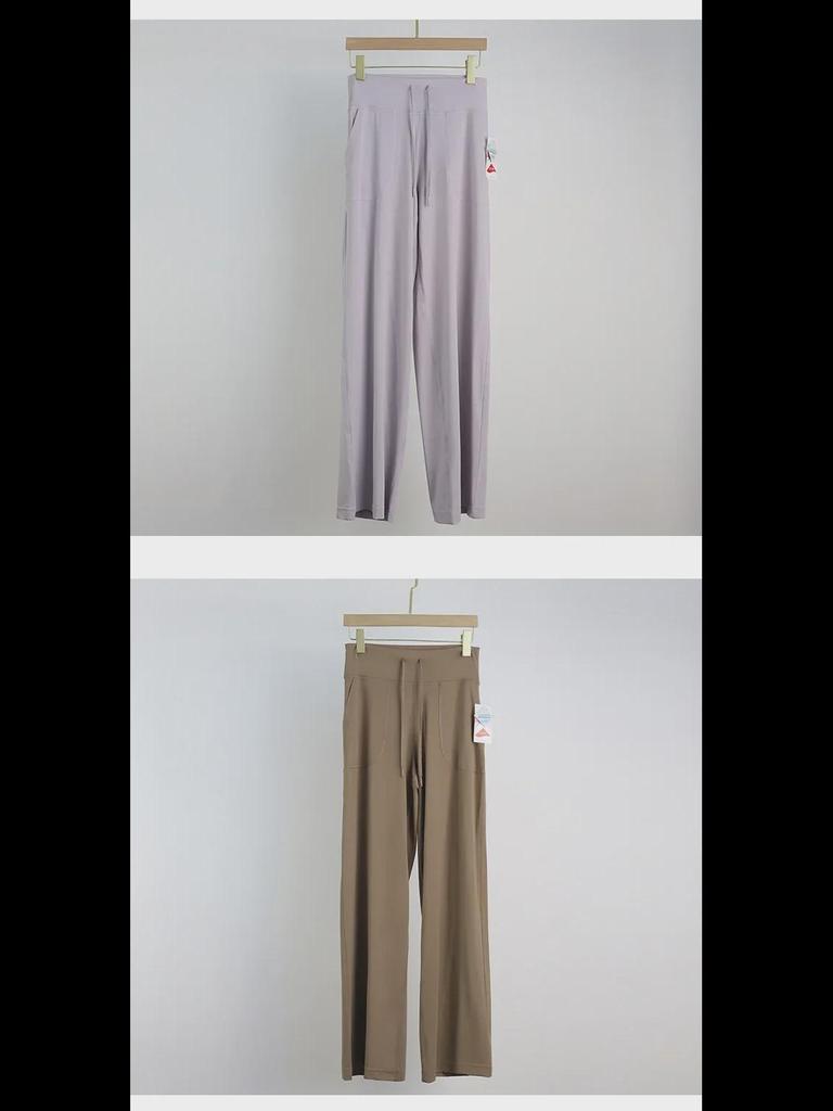 Women's High-Waist Loose Straight Sports Pants with Drawstring for Yoga and Fitness