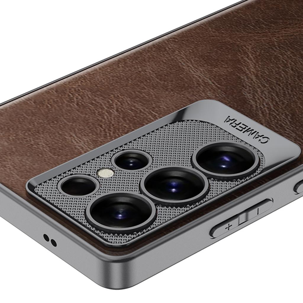 For Samsung Galaxy S25 Ultra Case Waxy PU+TPU+PC Phone Back Cover Dragon Scale Design