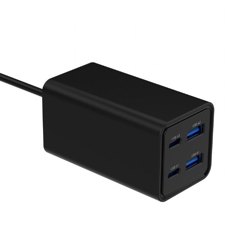 Universal charger 65W GaN 2xUSB-A 2xUSB-C fast charger black