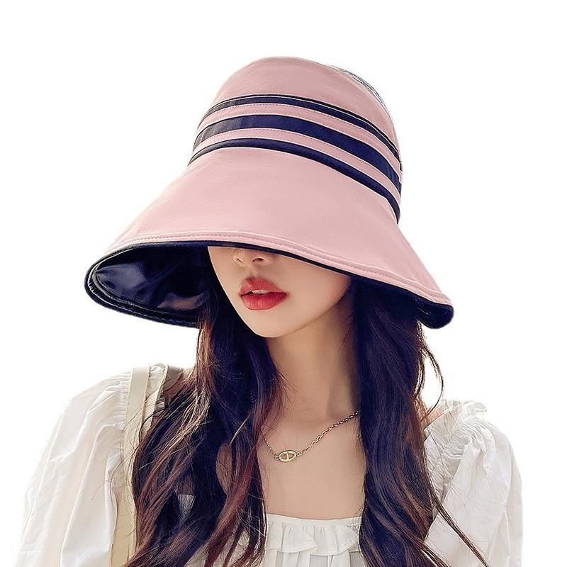 Women's Sun Protection Fisherman Hat Lady Uv Protection Summer Leisure Face Covering Sunshade Black Straw Hat Hollow Top Sun Hat