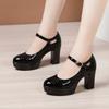 9/12 см Маленький размер 32-43 Туфли-лодочки из лакированной кожи Женские туфли Мэри Джейн 2024 Весна Туфли на блочном каблуке Туфли на платформе Офисные женские