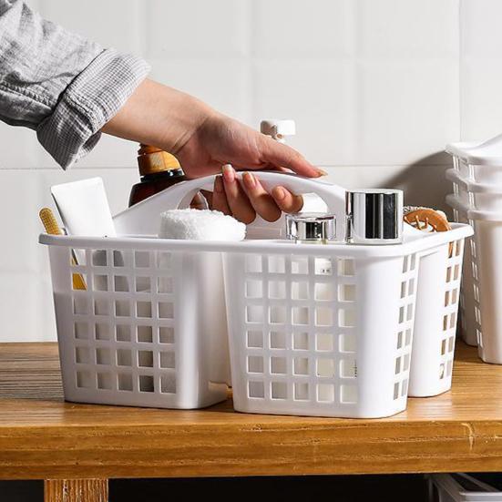 Yousheng Bathroom Storage Basket Divided Grid Design Large Capacity PP Plastic Portable Hollow Home Organizer