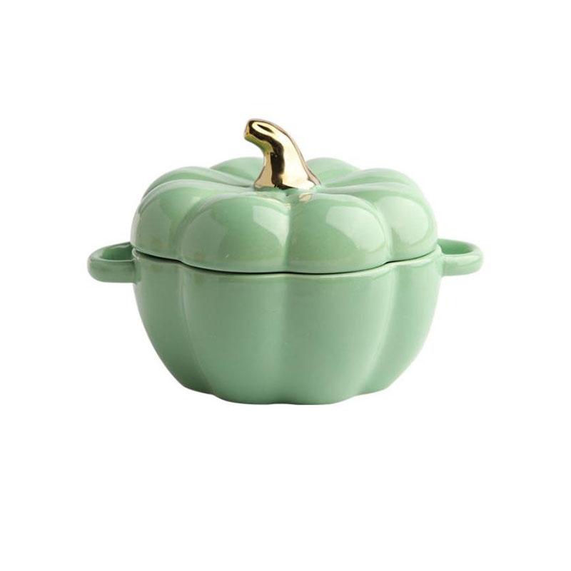 Pumpkin Bowl Soup Cup with Lid Baking Bowl Ceramic Rice Bowl Baking Tableware Dessert Bowl Soup Bowl Ceramic Tableware