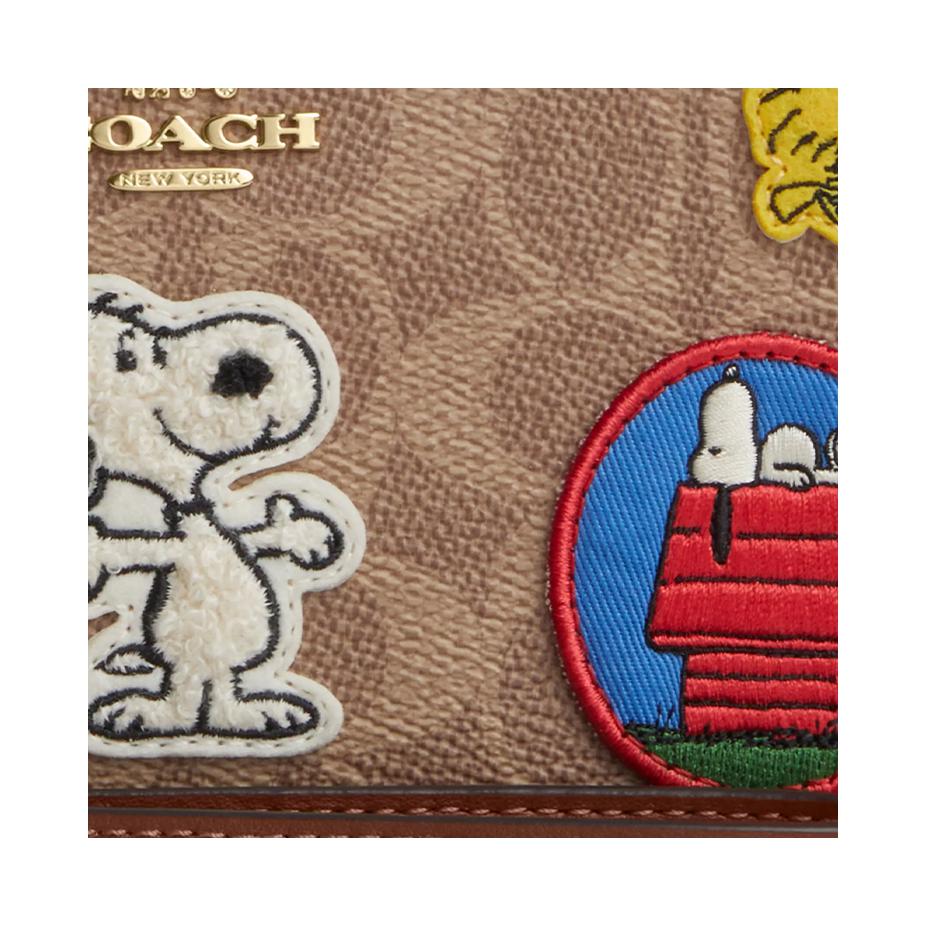 Coach X Peanuts Кошелек на молнии 20 Мультяшная нашивка Женский кошелек Коричневый CBM91-IMY3O