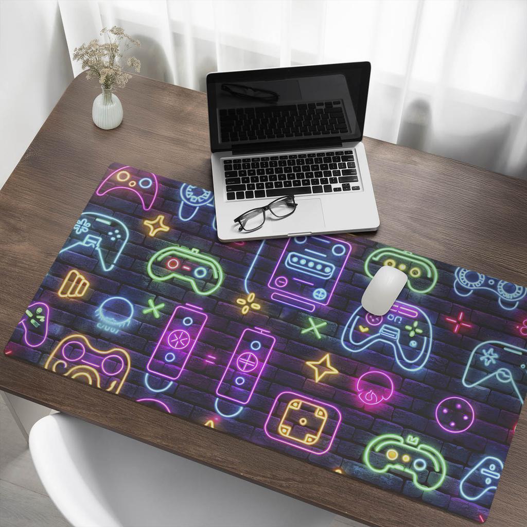 Podkładka Ochronna Na Biurko Z Grafiką Neonowe Kontrolery Gry 120X60 Cm