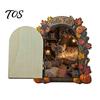 Elf Decorative Ornaments Wooden Door Halloween Decor, 2D Fairy Mouse Miniature Wall Rustic Autumn Shelf Decor Hanging, Ornament for Home, Thanksgiving