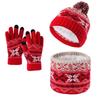 3Pcs/Set Winter Children Scarf Hat Gloves Set Warm Bonnet Gloves Kits Knitted Hats Scarfs  Kids