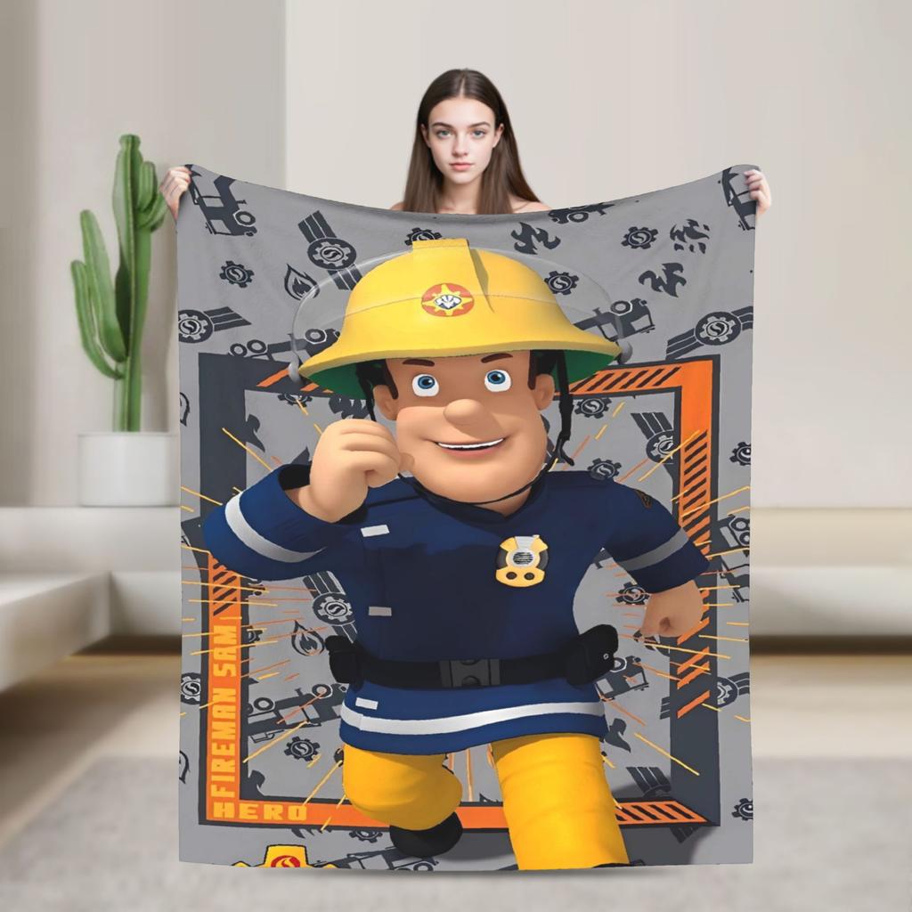 Firemans Sams Flannel Blanket Winter Super Warm Throw Blanket for Girls Boys Outdoor Pattern Bedspread Sofa Bed Cover