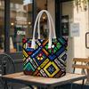 African Geometric Pattern Tote Bag for Daily Shopping Travel Commuting Use